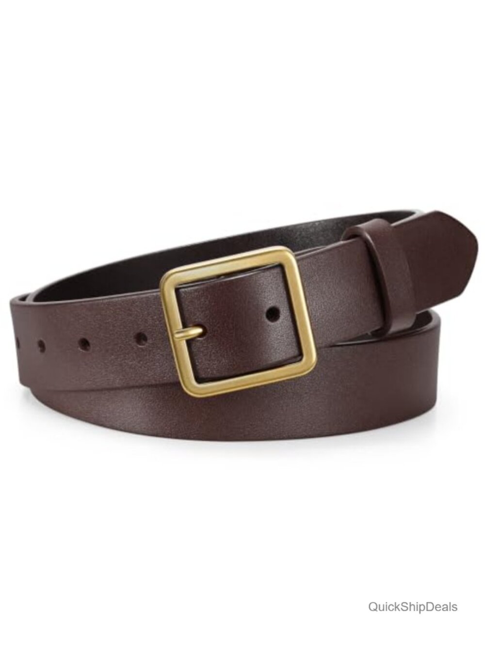 Genuine Leather Belt 1.3" Vintage Square Buckle Women's Casual Belt